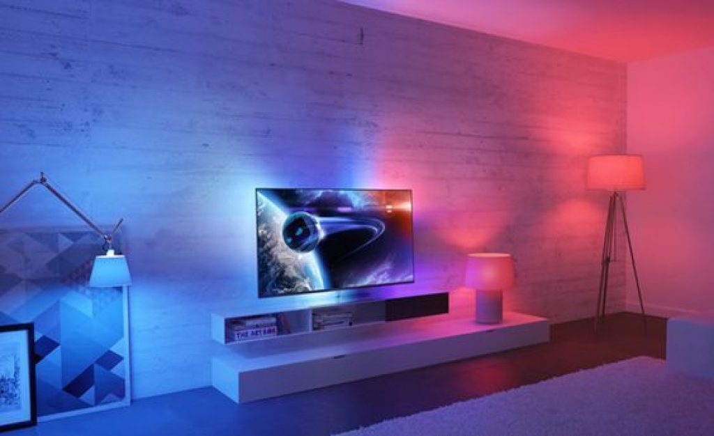Creative living room design with custom LED light strips
