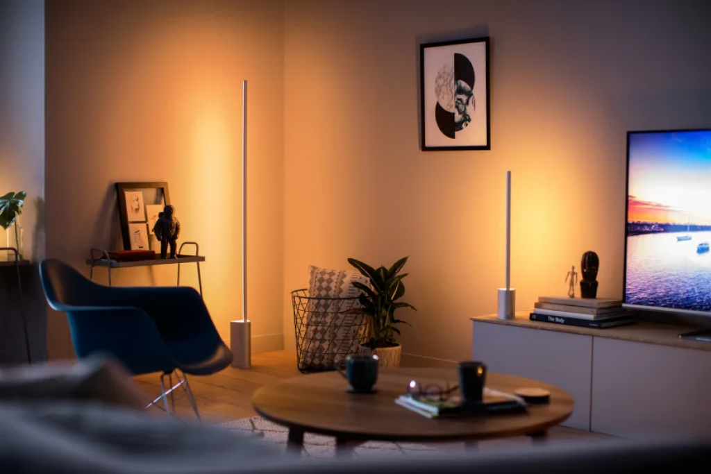 Room lit with Philips Hue color ambiance bulbs